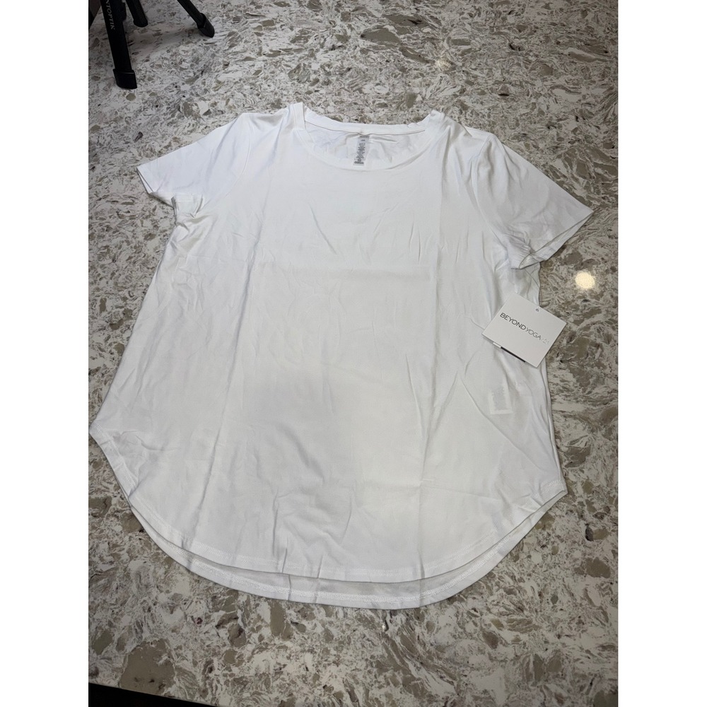 Beyond Yoga Womens Featherweight Balanced Tee White Heather size Large